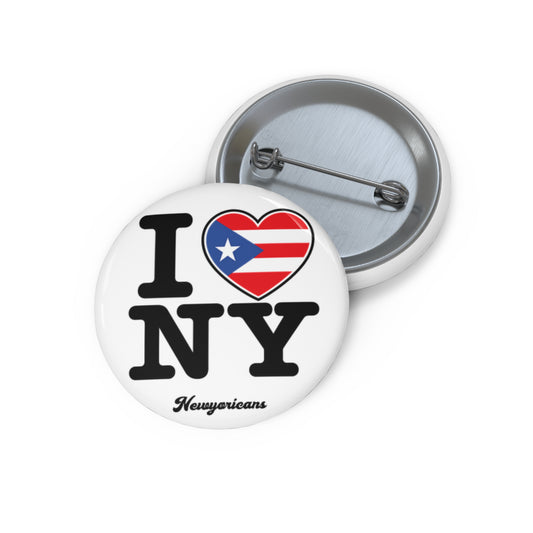 Newyoricans® I Love NY PR Pin Button - White